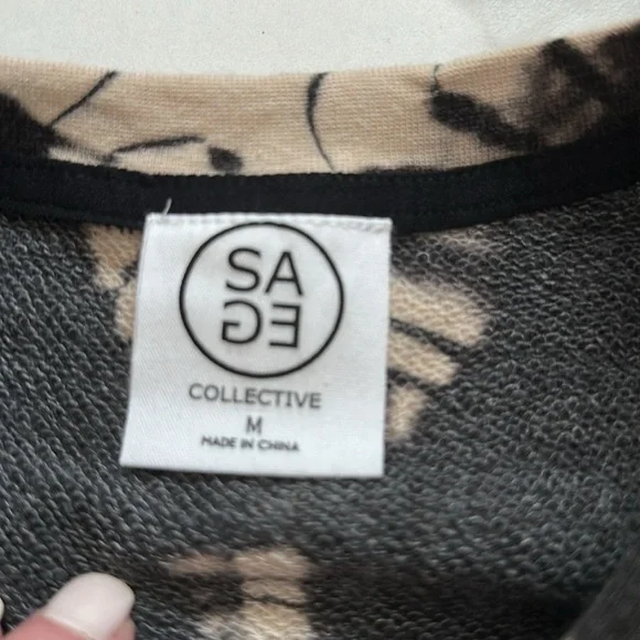 SAGe Black and Cream Tie-Dye Women's Top - Picture 2 of 3